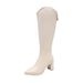 Over-the-Knee Long For Women, Petite Heels, Autumn Women's Shoes, Pointed Toe, Chunky Heel, Slim High Tube Riding Boots_vogvips.com