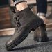 Waterproof Dirt-Resistant Soft Sole Martin Men Autumn 2024 New High-Top Men's British Casual Black Leather Shoes Work_vogvips.com