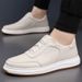 Men's Shoes Summer Men's Casual Shoes Made Of Top Grain Cowhide Genuine Leather Breathable Slip On White Versatile Leather Shoes_vogvips.com