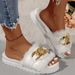 2024 Women Autumn/Winter New Luxury Brand Metal Buckle Hairy Slippers Chain Slippers Home Sandals Fashion Slippers_vogvips.com