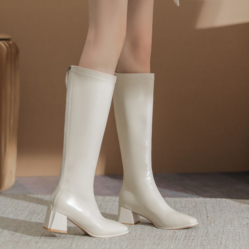 Over-the-Knee Square-Toe Long Riding Slimming Thick Back Side Chain Heightening High Heel Slim Boots_vogvips.com