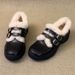 Cowhide Soft Leather Thick-soled Fluffy Small Leather Shoes Women's Velvet Warm Cotton Shoes Loafers Single Shoes_vogvips.com