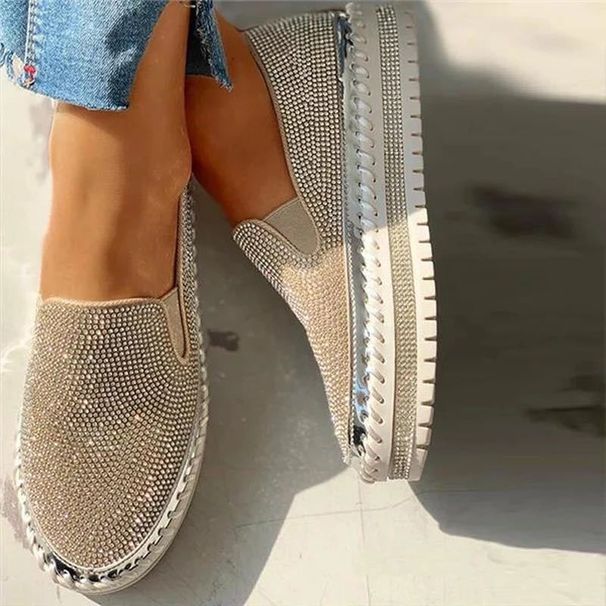 Spring New Style Women's Slip-On Casual Shoes Thick Sole Korean Rhinestone Trendy Versatile Student Lazy Shoes_vogvips.com
