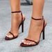 Women's One-line Ankle Strap Round Toe Stiletto Sandals Women's Fashion Party Burgundy Heels_vogvips.com