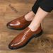 Euro Step 2025 New Business Casual Men's Brogue Trendy Handsome Leather Shoes_vogvips.com