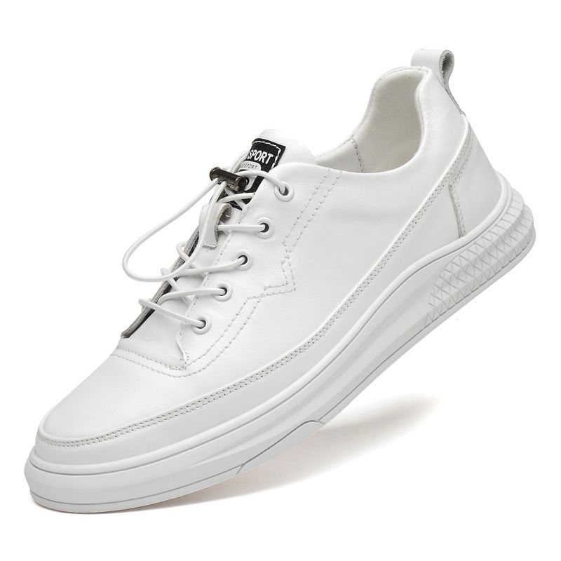 Inner Height-increasing Men's Shoes, Small White Shoes, Casual Shoes, First-layer Cowhide Board Shoes Cm Men's Invisible Height-increasing Shoes_vogvips.com