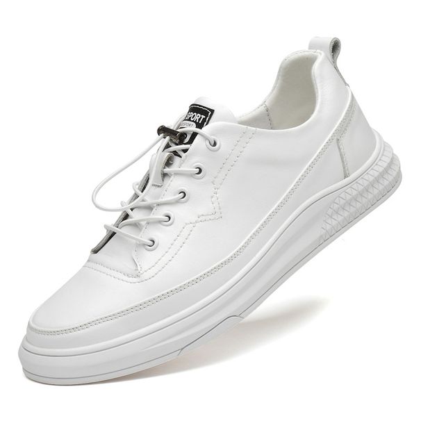 Inner Height-increasing Men's Shoes, Small White Shoes, Casual Shoes, First-layer Cowhide Board Shoes Cm Men's Invisible Height-increasing Shoes_vogvips.com