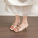 Soft Leather Three-way Wear Stiletto Heel Slip-on Sandals Women, Summer Outdoor Stylish Sandals, Stunning Bow High Heels_vogvips.com