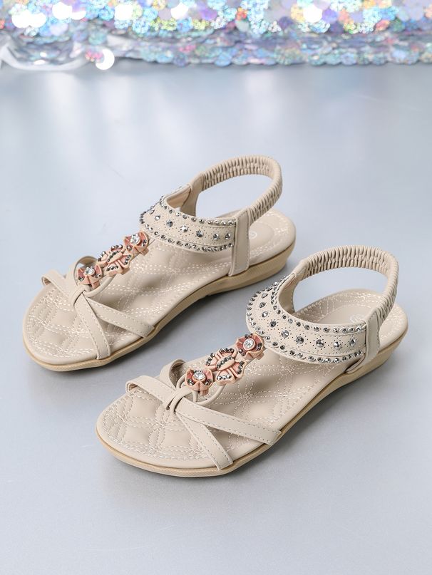 New Women's Flat Sandals 2025 Large Size Outdoor Beach Shoes Bohemian Style Handmade Beaded Soft Sole Slippers_vogvips.com