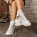 Women's Fashion Chunky Sole Martin Boots - Round Toe Lace-Up Ankle Boots With PU Leather Upper, Breathable & Lightweight For Spring & Autumn_vogvips.com