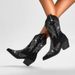 Women's Rhinestone Ankle Boots With Tribal Design - Pointed Toe Mid-Heel Boots For Fall & Winter, Non-Slip Rubber Sole_vogvips.com
