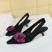 Pointed Middle Heel Single Shoes Women's Satin Back Empty Rear Strap Women's Shoes Are Not Tired_vogvips.com