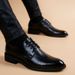 Leather Breathable Korean Style British Black Trendy Casual Business Formal High-end New Pointed Toe Men's Shoes_vogvips.com