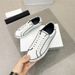 Striped White Ji Low-top Sneakers Genuine Leather Lace-up Trendy G Family Versatile Skate Simple Men's Shoes_vogvips.com