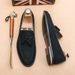 Suitable For All Seasons Tassel Small Suede Loafers 2025 New Style Young Military Green British Men Leather Shoes_vogvips.com