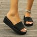 Cross-border 5cm Wedge Heel Thick-Soled Flip-Flops Women, Summer Solid Color Non-Slip High-Heel Women's Sandals,_vogvips.com