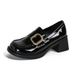 Women’s Shoes Loafers – 4cm Chunky Heel Patent Leather Shoes (2 Finishes)_vogvips.com