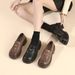 【Lightweight And Heel】Cameido Loafers For Women, Thick Sole 2025 Autumn British Style Small Leather Shoes, Deep Vamp JK Single Shoes_vogvips.com