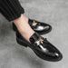 New Fashion Men's Brown Business Casual Loafer Shoes Daily Office Black Buckle Monk Men's Shoes One Foot Cover Banquet Dress Wedding Leather Shoes_vogvips.com