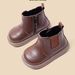 Girl Fall And Winter Girls' Small Leather Boots Baby Boy Toddler Cotton-Padded Shoes With Veet Little Kids' Booties_vogvips.com