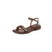 2025 New Summer Soft Leather French Brown Sandals For Women, Low Heels, Roman Outerwear, Flat Bottom, Straight Buckle_vogvips.com