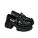 Platform Sole Women's Leather Shoes 2025 Spring New Cowhide Casual Daily Wear Height Increasing Rhinestone Niche Loafers_vogvips.com