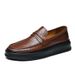 Cowhide Casual Shoes Loafer Leather Shoes Round Head White Shoes Men's Platform Business British Board Shoes_vogvips.com