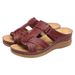 Women's plus Size Wedge Sandals Open Toe Velcro Crisscross Strap Hollowed out Beach Summer Style Shoes_vogvips.com