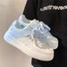 Gradient Color Flat White 2025 Spring Summer Autumn Thick Sole New Lace-up Sneakers Middle School Students Casual Shoes_vogvips.com