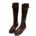 Autumn And Winter New Style High-top Boots For Women,water-washed Horse Leather,round Toe,leather Strap Buckle,thick-soled,long-leg,knight-style Boots_vogvips.com