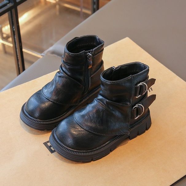 Girls' Ankle Boots 2025 New Style Children's Leather Boots With Cotton Added For Spring And Autumn_vogvips.com
