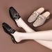 2026 Baotou Half-soled Women's Summer 26th New Soft Leather Thick Heel Flip-flop, Lacquered Leather Low Heel_vogvips.com