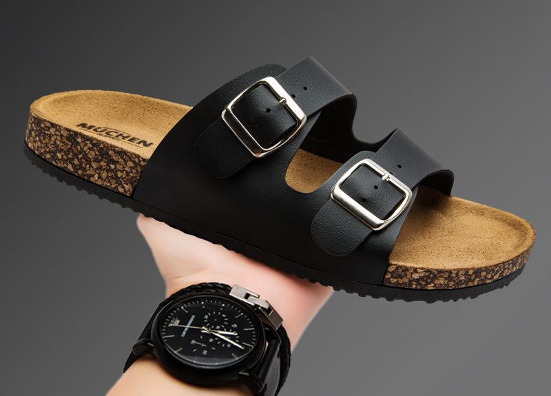 Men's Summer Outdoor Non-Slip Cork Couple Slippers Thick-Soled Beach Sandals Plus Size Slippers_vogvips.com