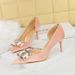 AK Banquet Light Luxury Women S High Heels Thin Heel Side Hollow Fleece Surface Shallow Mouth Pointed Water_vogvips.com