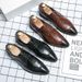 Euro Step Large Size Brogue Pointed Business Formal Casual British Style Men's Leather Shoes_vogvips.com