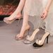 Women's plus Size High Heeled Slip on Sandals Summer New Style Peep Toe Thick Soled Transparent Shoes_vogvips.com