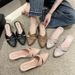 Heli Shark New Summer Fashion Solid Color Pointed Toe Half Slippers Casual Outdoor Thick Women's Shoes Hollow Low Heel_vogvips.com
