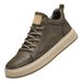Two-layer Cowhide Men's Shoes Flat Heel Soft Baseplate Shoes Breathable Leather Casual Leather Shoes Beige_vogvips.com