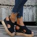 Summer Fish Mouth Large Size Wedge Heel Open Toe Buckle Strap Roman Style High Heel Sandals_vogvips.com