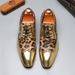 Men's leopard print glitter casual lace-up leather shoes_vogvips.com