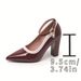 228-85DX Large Size 41-43 Pointed Toe Chunky Heel Color Block Shallow Mouth Work Shoes Cross-Border European And_vogvips.com