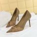 Fashion pedicure slim slim heels High heels shallow mouth pointy bow single shoes for women_vogvips.com