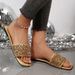 European And American Fashion Sequin Flat For Women, 2026 New Casual Versatile Square-toed Comfortable One-strap Beach_vogvips.com