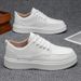 Men's Minimalist Leather Sneakers - LOEIKAN Thick Sole Casual Walking Shoes_vogvips.com
