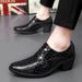 Large Size 38-46 Thick Heel Height Increasing 2025 Spring And Autumn New Business Casual British Pointed Leather Shoes_vogvips.com
