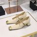5288-7 Temperament Mary Jane Shoes, Thick Middle Heel, Light Mouth, Color Blocked Splicing, Square Metal Chain, Straight_vogvips.com