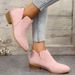 British Style Short Pointed Toe Martin Boots 2024 Large Size Chunky Heel Back Zipper Single Shoes_vogvips.com