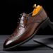 New Fashion Business Genuine Leather British Brock Men's Shoes Men's Business Formal Wear Oxford Shoes Lace-up Fashion Black Dress Wedding Derby Shoes_vogvips.com