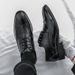 New Fashion Men's British Black Business Casual Loafer Shoes Daily Driving Office Leather Shoes One Foot Pedal Lazy Brown Banquet Dress Wedding Men's_vogvips.com