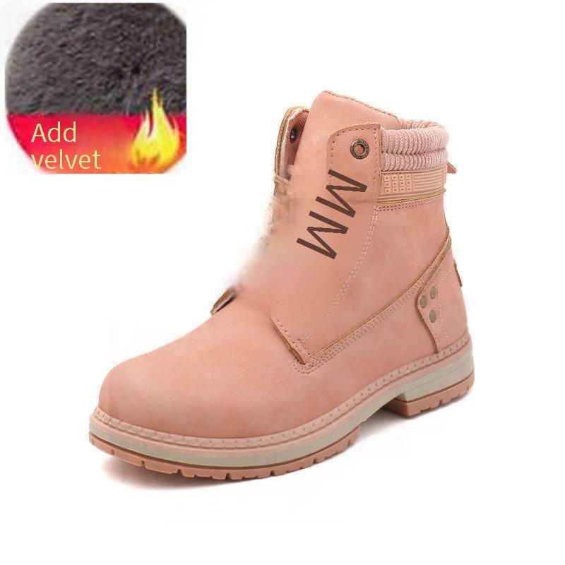Women's Winter Lined Martin Boots – Waterproof PU Leather Mid-Calf Boots With Rubber Sole, Slip-Resistant & Warm, Fashionable Round-Toe Work Boots_vogvips.com